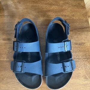 Birkenstock Kids Navy Blue Three-Strap Sandals